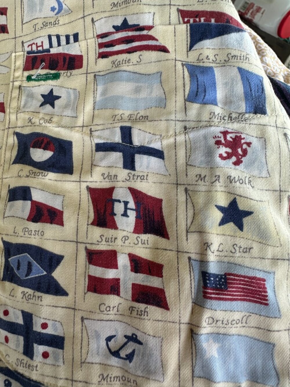 Vintage Tommy Hilfiger Nautical Flags Design Men's LS Button Front Shirt Medium - Picture 5 of 6